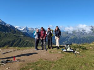 Hikers at Col du Tricot on 4-day Tour du Mont Blanc